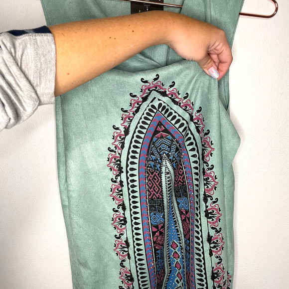 Boho Vixen Vest Faux Suede Embellished Sage Size S - Picture 8 of 11